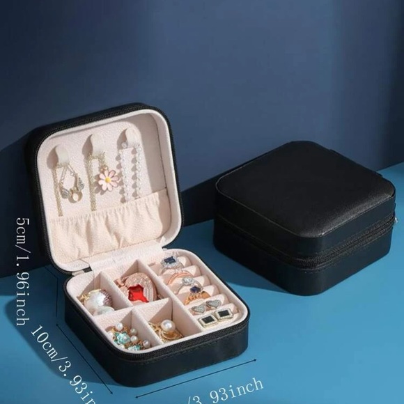 Zippered Jewelry Box Travel Storage Emerald Green, Dusty Pink, Black, Teal - Picture 8 of 16